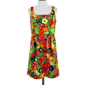 Shoshanna retro bright floral cocktail dress